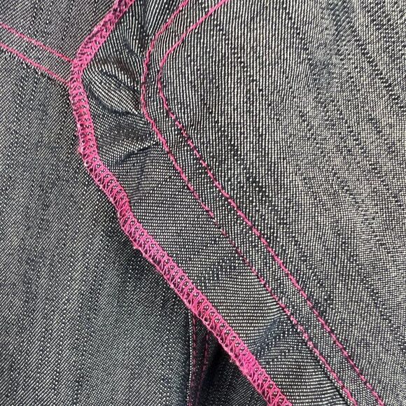 MOLATO denim blue-black pink crystal frill collar jacket blazer open front 2X - Picture 3 of 6